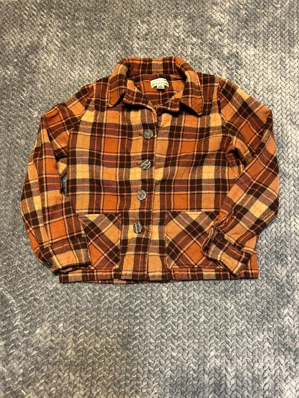 Pendleton Orange Brown Plaid Button-Front Jacket Shirt
